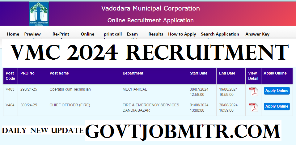 VMC RECRUITMENT CHIEF OFFICER FIRE 2024